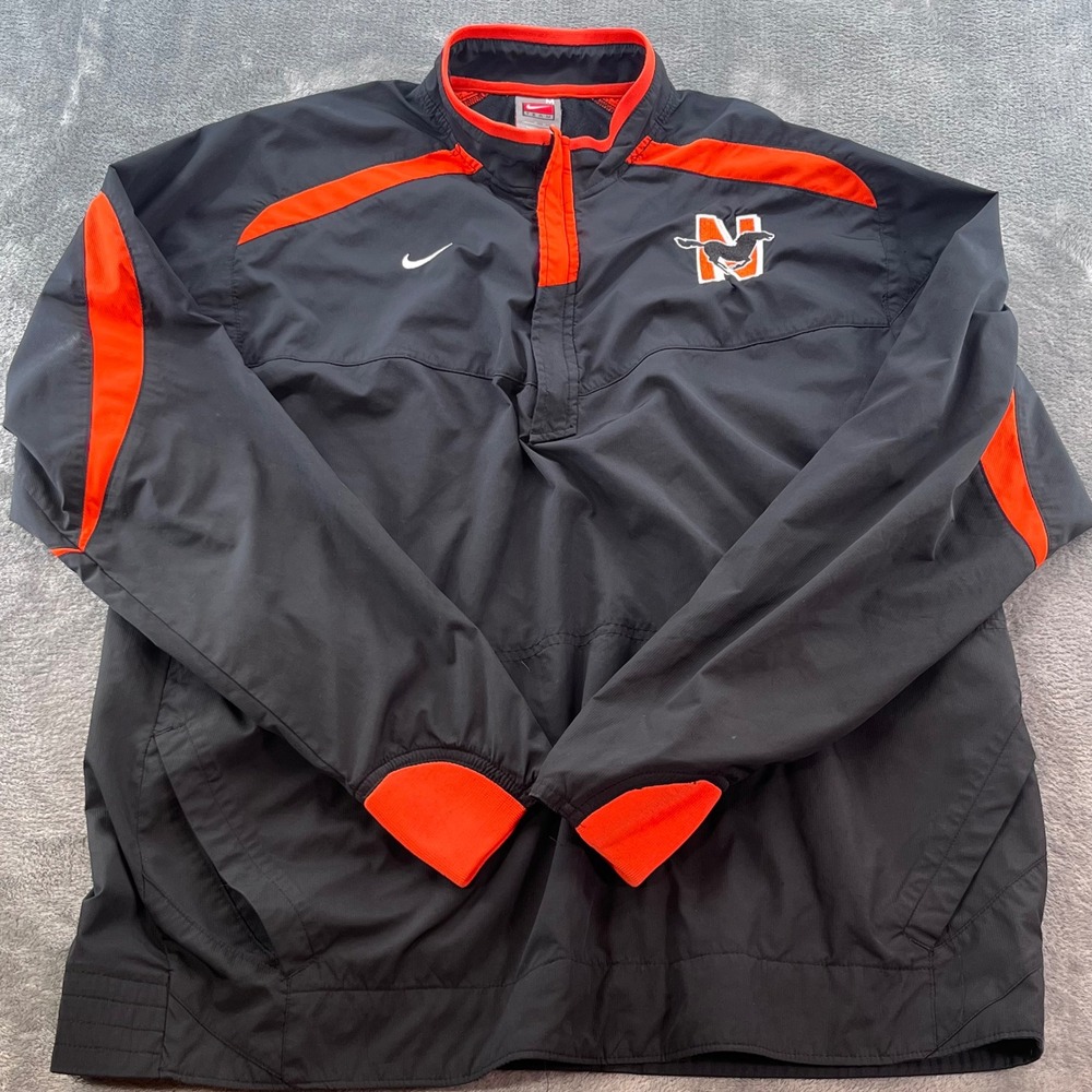Nike Team Fit Storm Mens Medium 1/4 Zip Windbreaker Black Orange